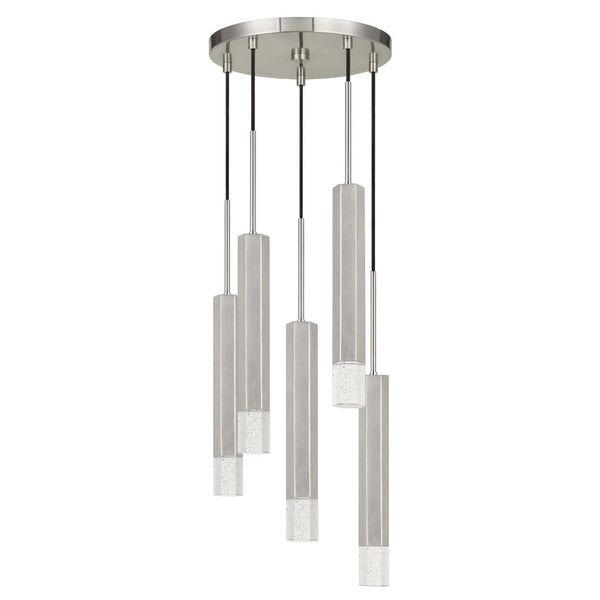 Cal Lighting Troy Integrated Led Dimmable Hexagon Aluminium Casted 5 Lights Pendant With Glass Diffuser