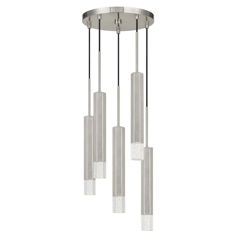 Cal Lighting Troy Integrated Led Dimmable Hexagon Aluminum Casted 5 Lights Pendant With Glass Diffuser