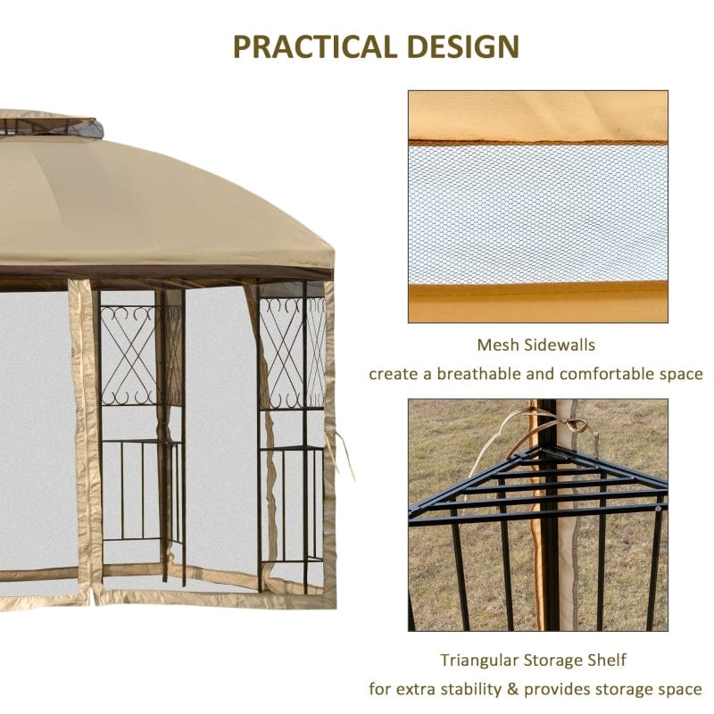 Outsunny 10' x 10' Outdoor Patio Gazebo Canopy with Double Tier Roof - 84C-192