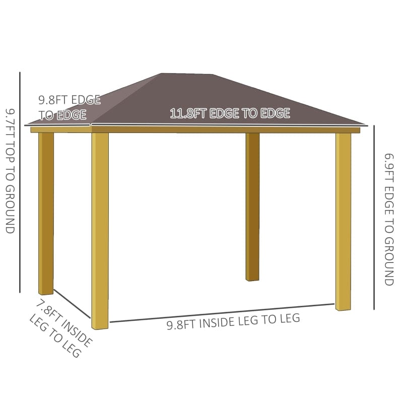 Outsunny 10x12 Galvanized Steel Gazebo with Wooden Frame - 84C-254