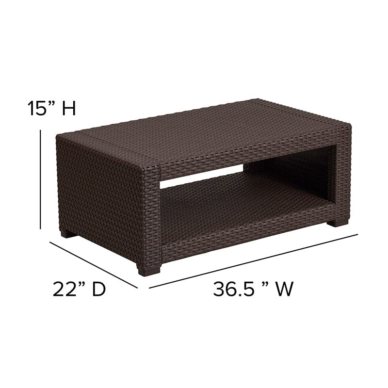 Flash Furniture 5 Piece Outdoor Faux Rattan - DAD-SF-113RS-CBN-GG