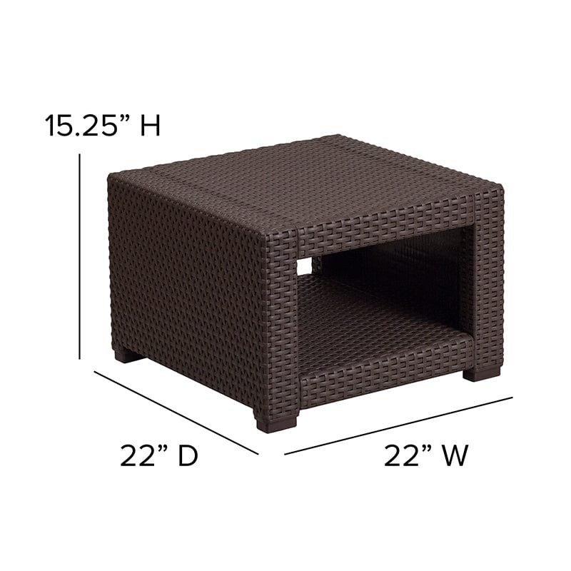 Flash Furniture 5 Piece Outdoor Faux Rattan - DAD-SF-113RS-CBN-GG