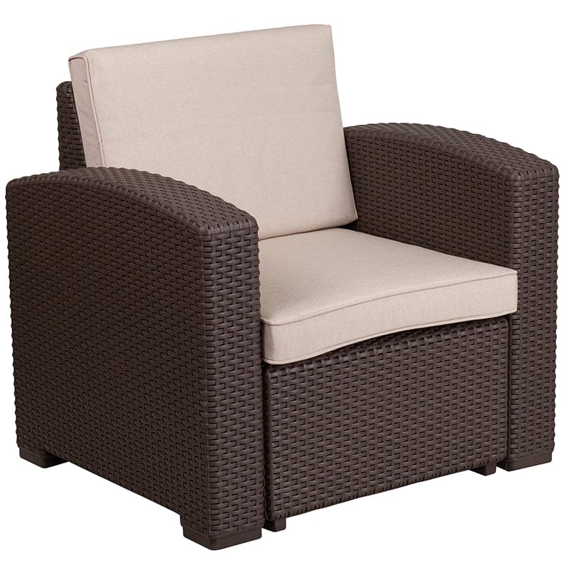 Flash Furniture 5 Piece Outdoor Faux Rattan - DAD-SF-113RS-CBN-GG