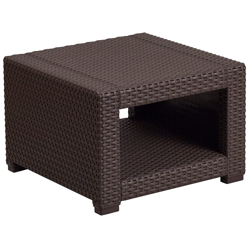 Flash Furniture 5 Piece Outdoor Faux Rattan - DAD-SF-113RS-CBN-GG