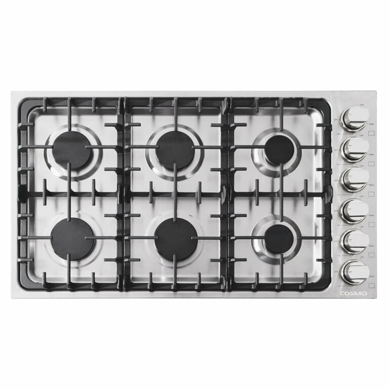 Cosmo 36" Gas Cooktop in Stainless Steel with 6 Italian Made Burners - COS-DIC366