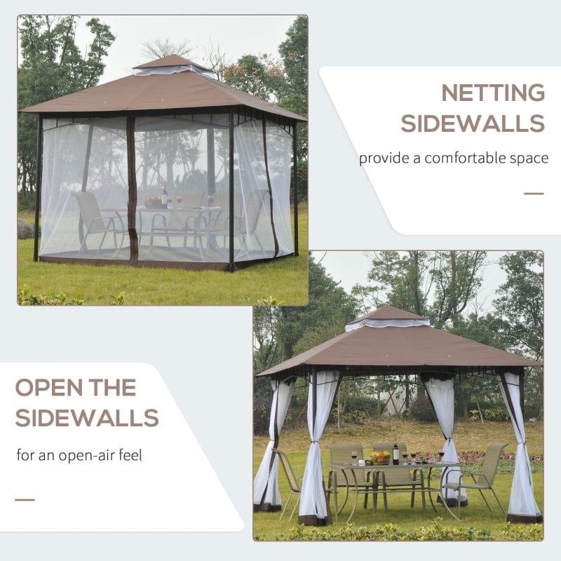 Outsunny 10' x 10' Steel Outdoor Patio Gazebo Canopy - 84C-010CF