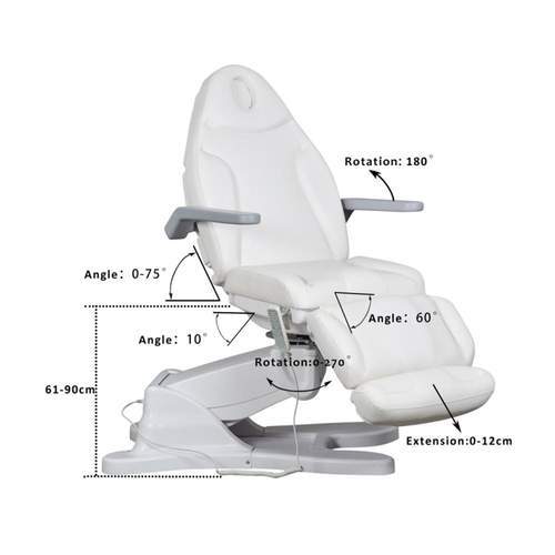 Tatartist Electric Facial Bed Rotating Aesthetic Spa Cosmetic Chair with Paper Roller - FF-DPI-FCCHR-G904-WHT