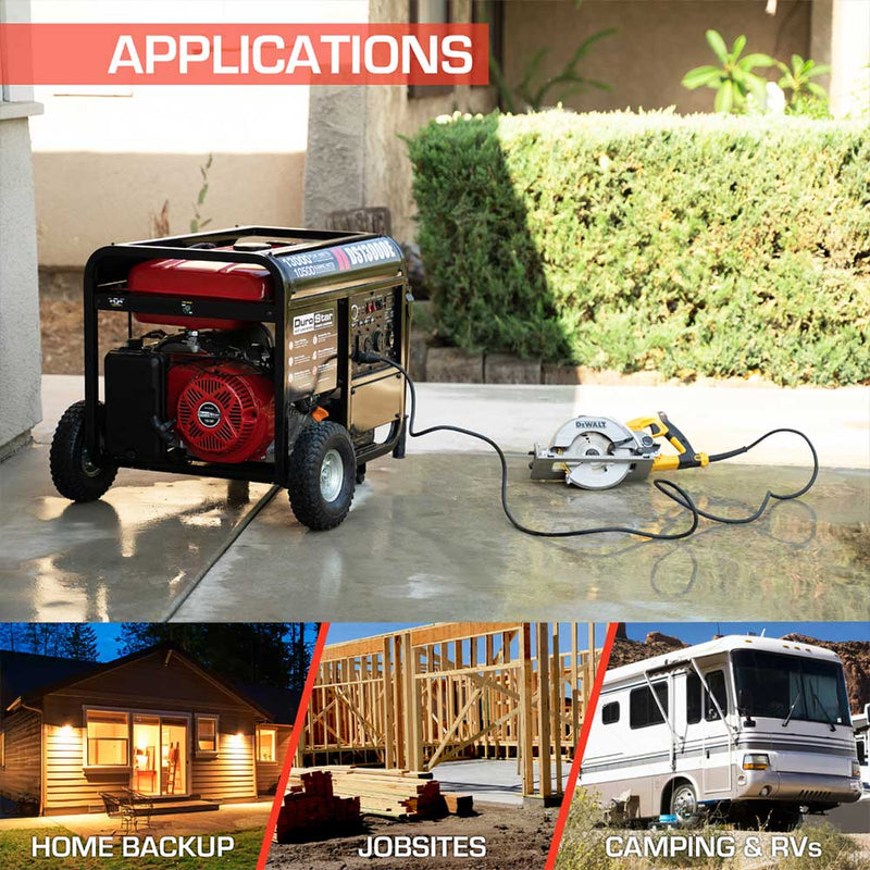 DuroStar 13000 Watt 500cc Gasoline Portable Generator w/ Push Button - DS13000E