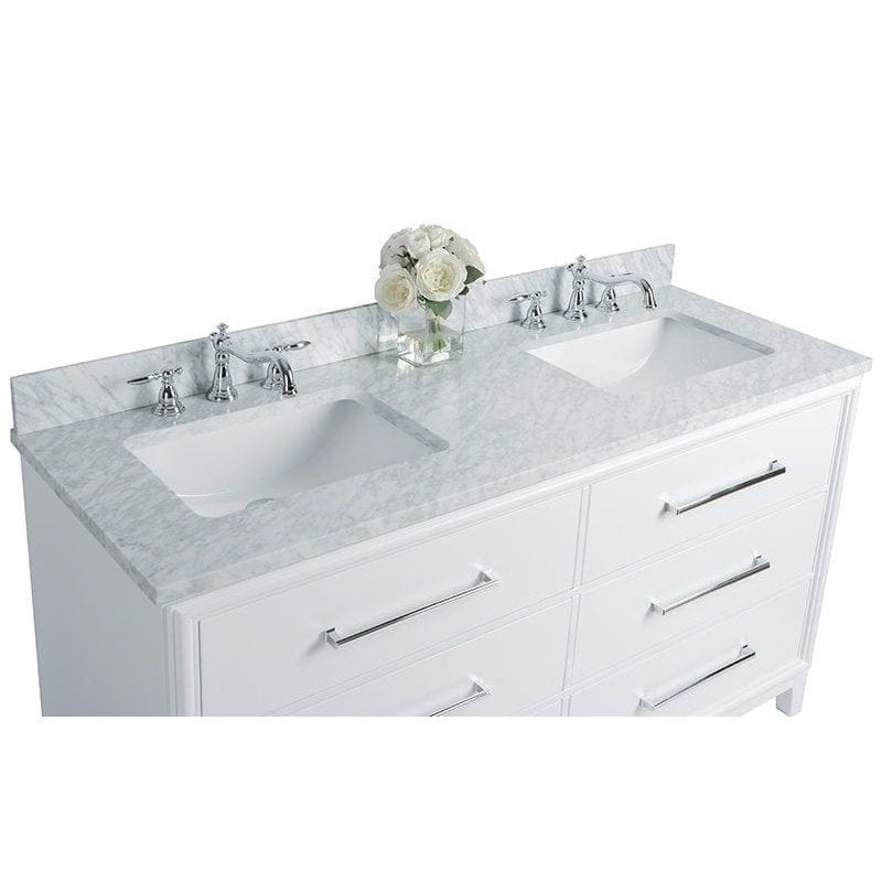 Ancerre Ellie Bathroom Vanity with Sink and Carrara White Marble Top Cabinet Set - VTS-ELLIE-42-W-CW - Backyard Provider