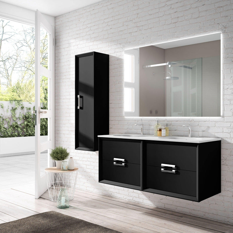 Lucena Bath 64" Décor Tirador Double Floating Vanities in White / Black / Grey / Silver - Backyard Provider