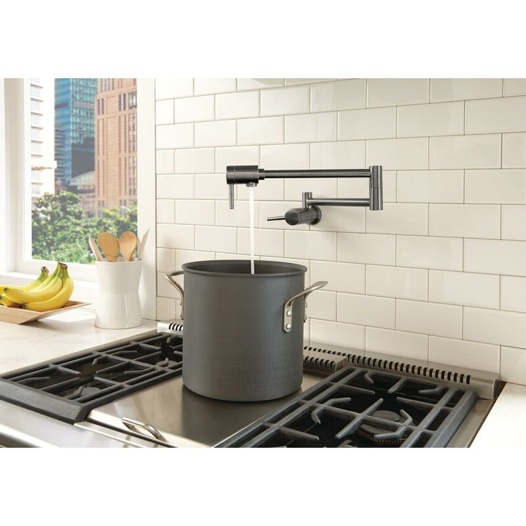 Delta Wall Mount Contemporary Pot Filler in in Black Stainless - 1165LF-KS