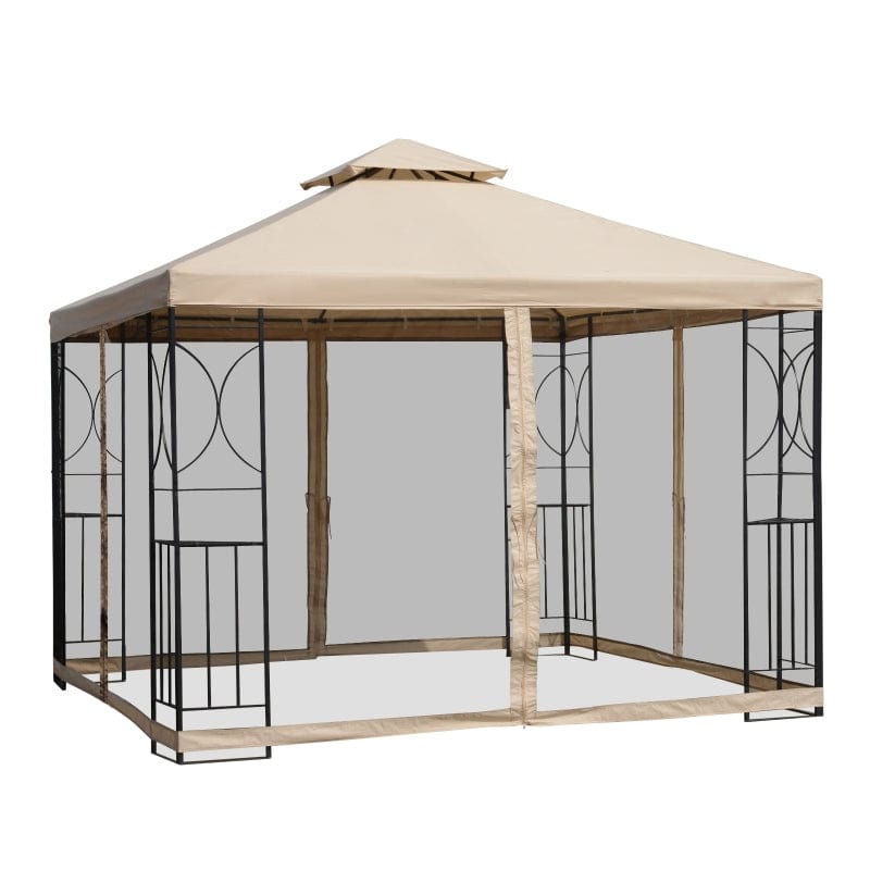 Outsunny 10' x 10' Steel Fabric Square Outdoor Gazebo - 84C-128