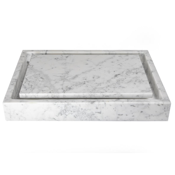 Eden Bath Rectangular Infinity Pool Sink - White Carrara Marble - EB_S006CW-P