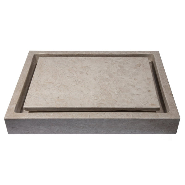 Eden Bath Rectangular Infinity Pool Sink in Polished Penny Grey Marble - EB_S006PG-P