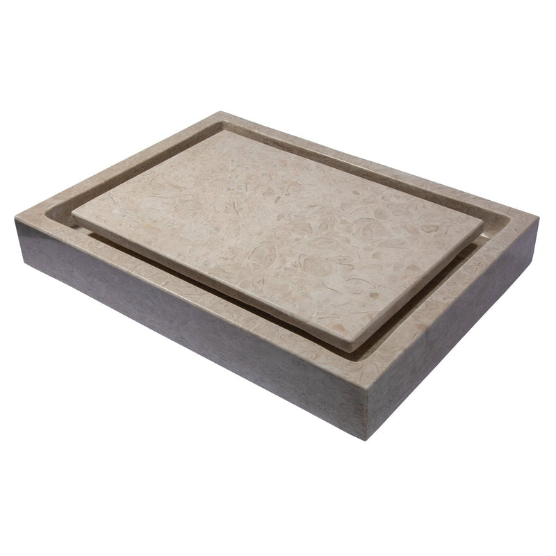 Eden Bath Rectangular Infinity Pool Sink in Polished Penny Grey Marble - EB_S006PG-P