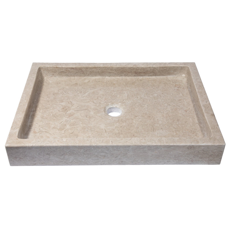 Eden Bath Rectangular Infinity Pool Sink in Polished Penny Grey Marble - EB_S006PG-P