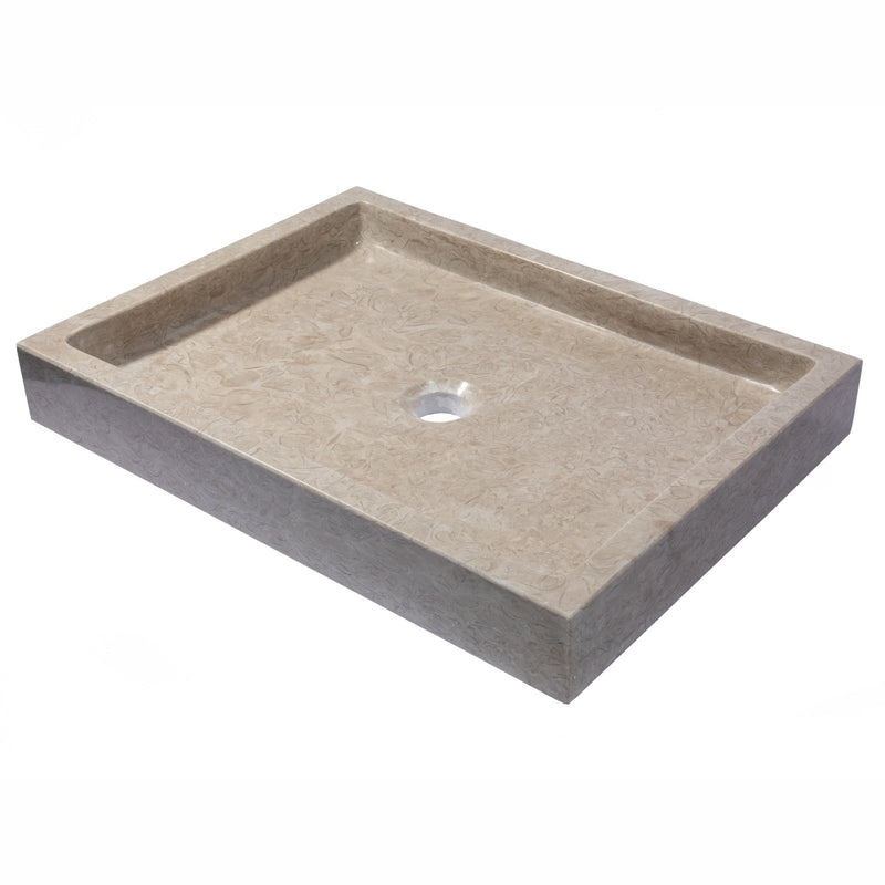 Eden Bath Rectangular Infinity Pool Sink in Polished Penny Grey Marble - EB_S006PG-P