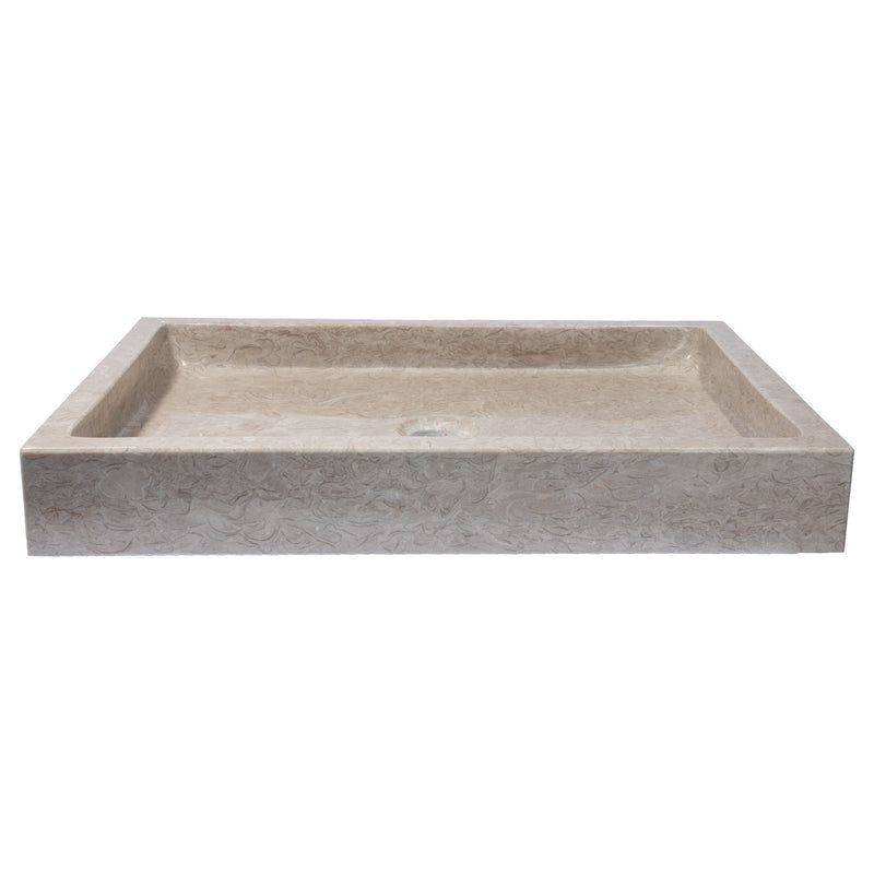 Eden Bath Rectangular Vessel Sink in Polished Penny Grey Marble - EB_S040PG-P