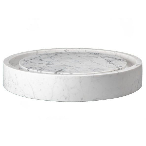 Eden Bath Round Infinity Pool Sink - Carrara Marble - EB_S042CW-P