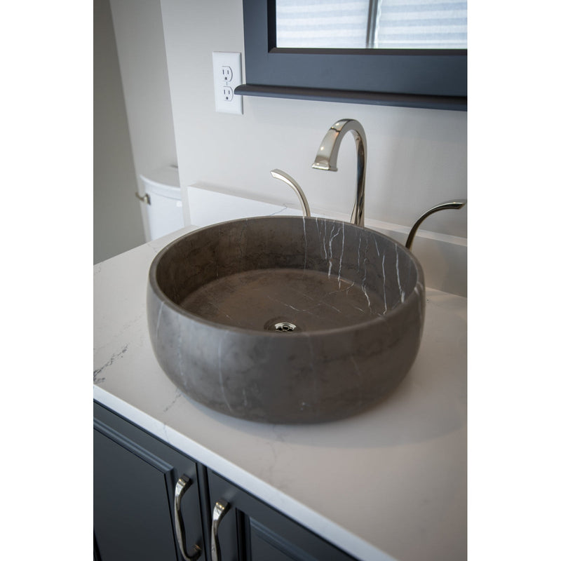 Eden Bath Rounded Vessel Sink in Pietra Grey Marble - EB_S057PI-H