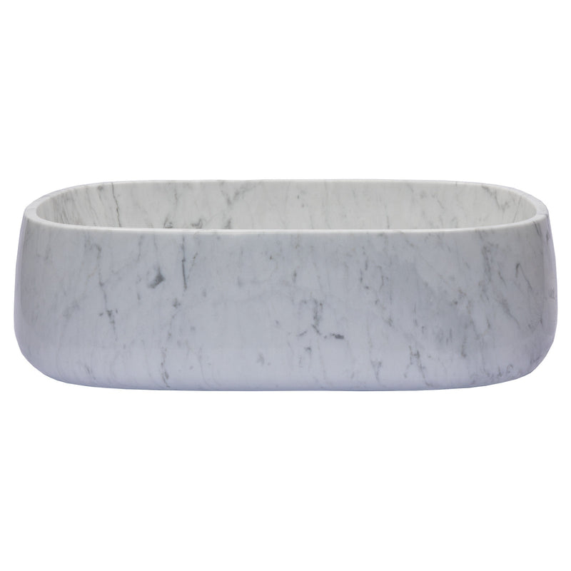 Eden Bath Rounded Rectangular Vessel Sink in Carrara Marble - EB_S058CW-P