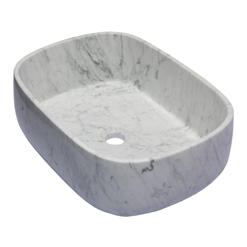 Eden Bath Rounded Rectangular Vessel Sink in Carrara Marble - EB_S058CW-P