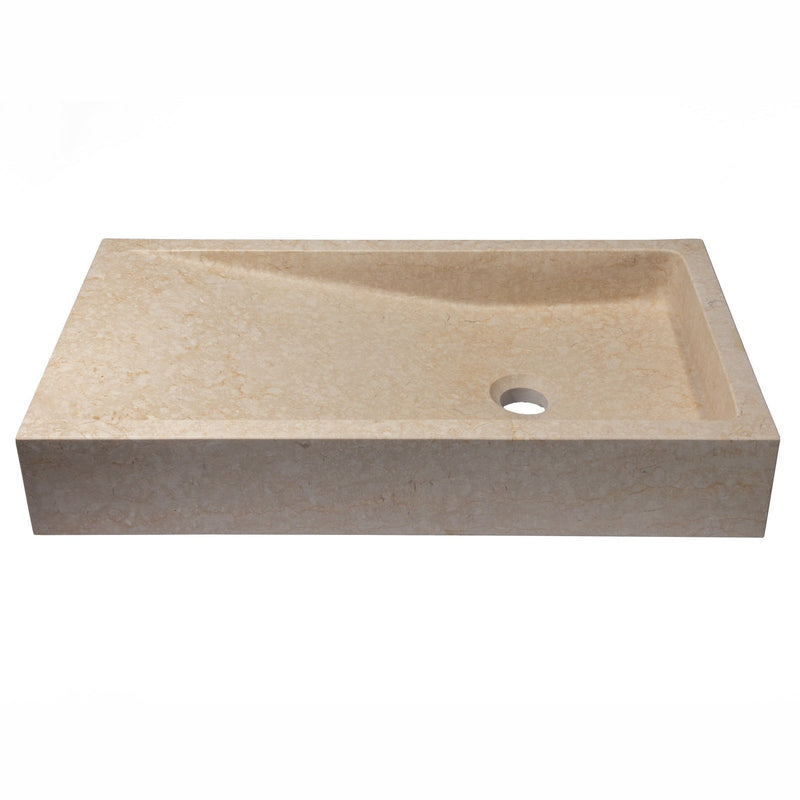 Eden Bath Rectangular Slopes Vessel Sink in Honed Galala Beige Marble - EB_S194GB-H