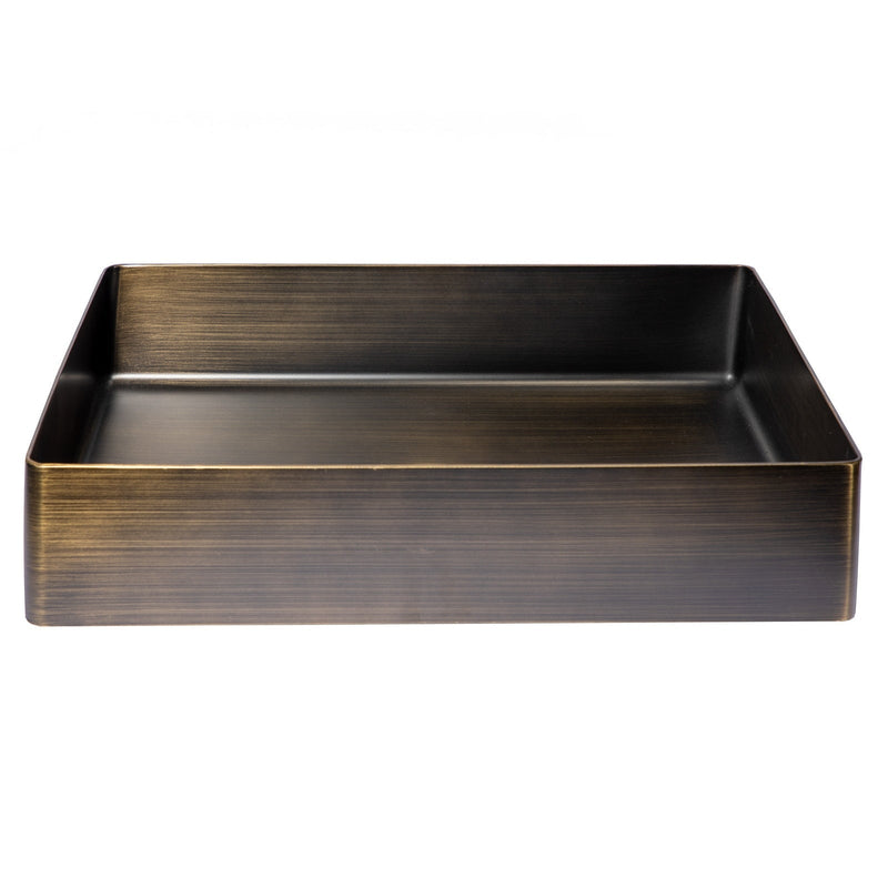 Eden Bath Rectangular 19" x 14 1/2" Stainless Steel Bathroom Vessel Sink with Drain in Antique Gold - EB_SS002AT