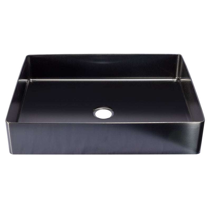 Eden Bath Rectangular 19 x 14 1/2" Stainless Steel Bathroom Vessel Sink with Drain in Black - EB_SS002BK