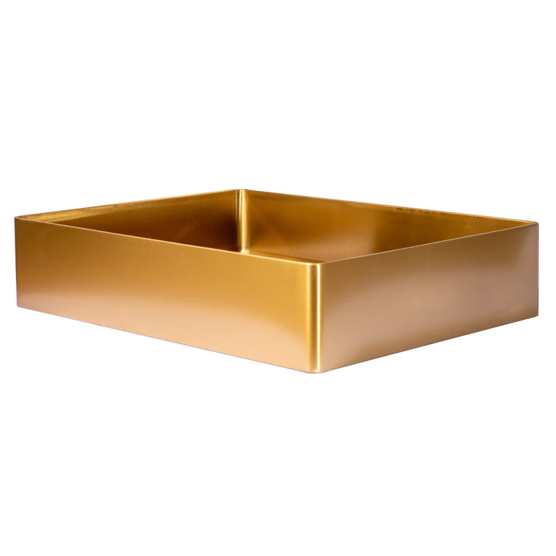 Eden Bath Rectangular 19" x 14 1/2" Stainless Steel Bathroom Vessel Sink with Drain in Gold - EB_SS002GD