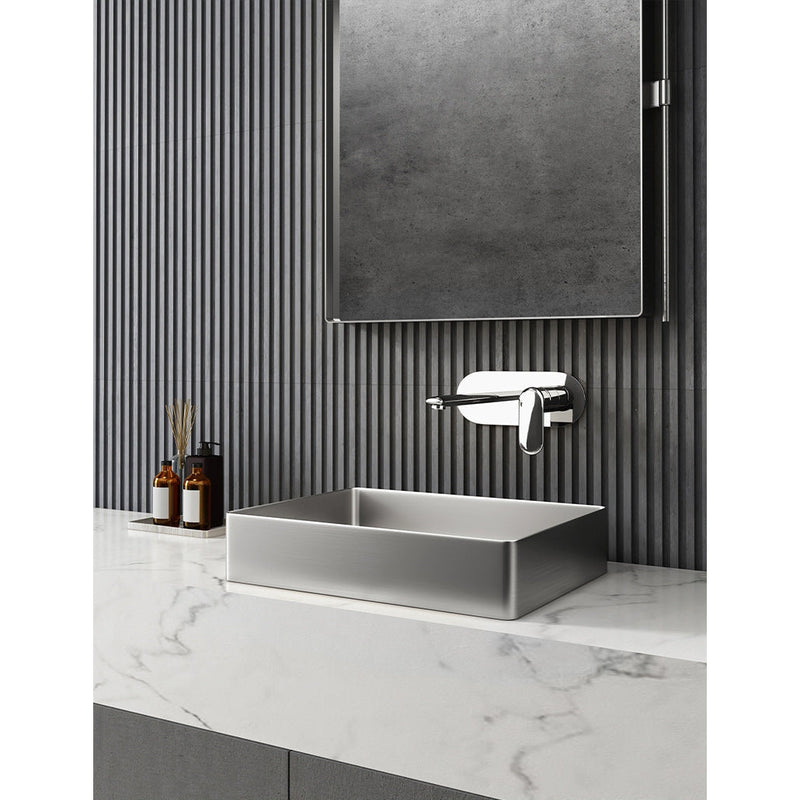 Eden Bath Rectangular 19" x 14 1/2" Stainless Steel Bathroom Vessel Sink with Drain in Silver - EB_SS002SV