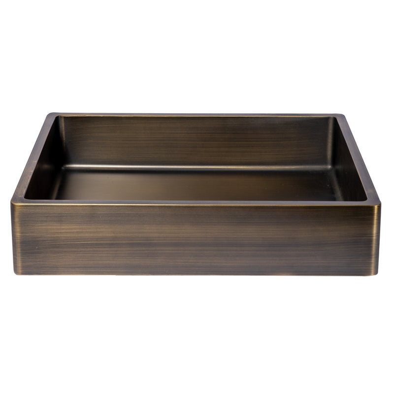 Eden Bath Rectangular 18 3/4" x 15 3/4" Thick Rim Stainless Steel Bathroom Vessel Sink with Drain in Antique Gold - EB_SS004AT