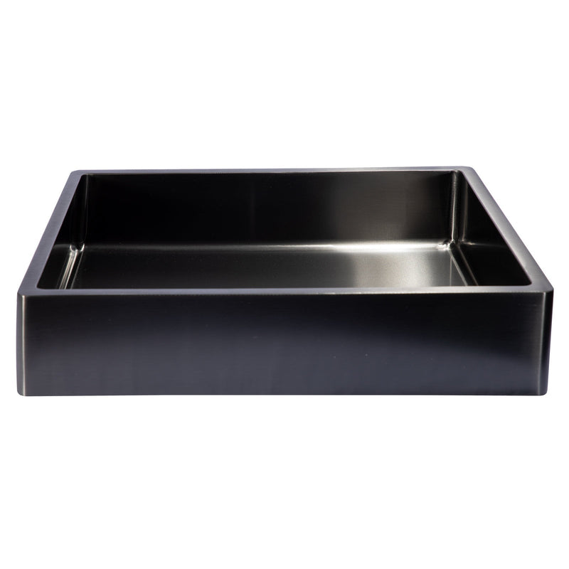 Eden Bath Rectangular 18 3/4 x 15 3/4" Thick Rim Stainless Steel Bathroom Vessel Sink with Drain in Black - EB_SS004BK