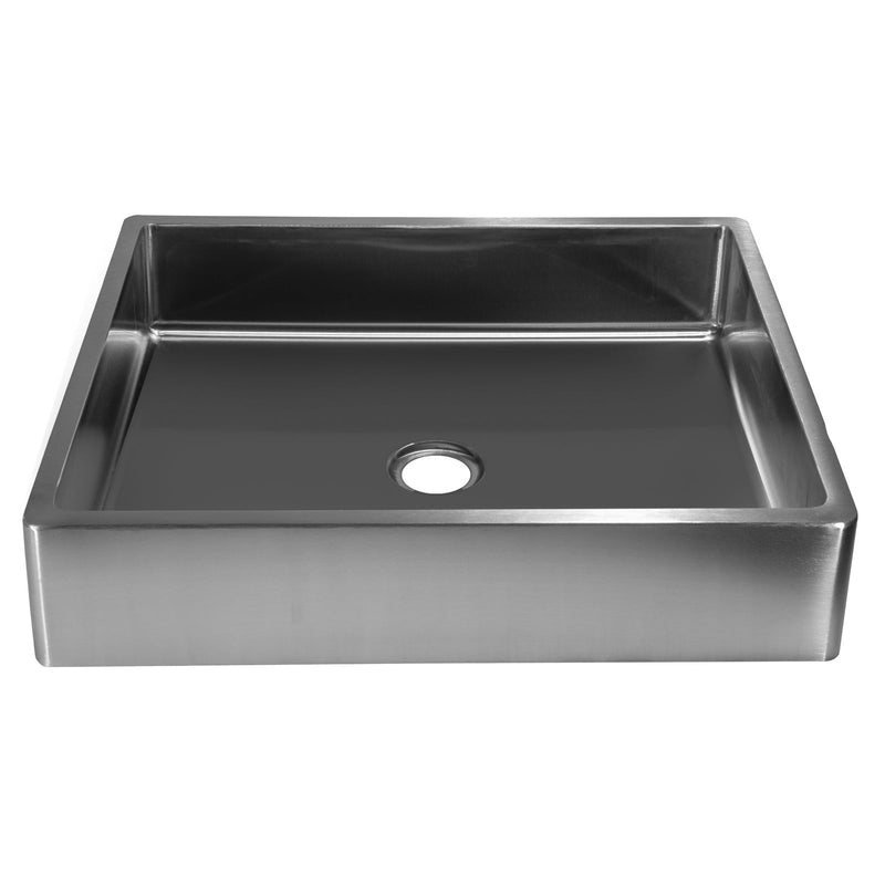 Eden Bath Rectangular 18 3/4" x 15 3/4" Thick Rim Stainless Steel Bathroom Vessel Sink with Drain in Silver - EB_SS004SV