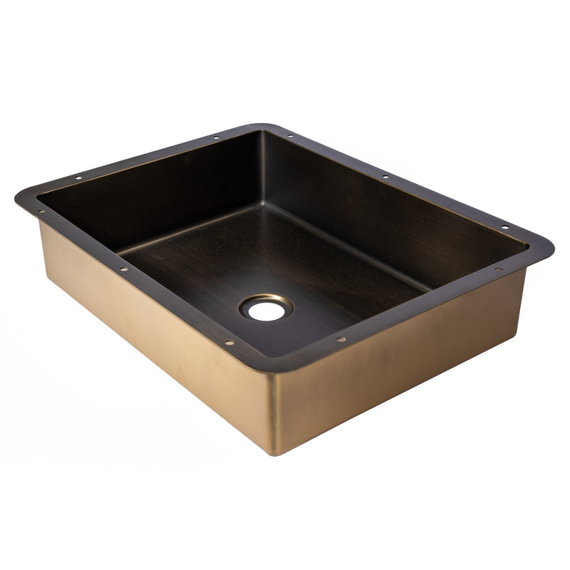 Eden Bath Rectangular 20' x 16" Undermount Stainless Steel Bathroom Sink and Drain in Antique Gold - EB_SS051AT