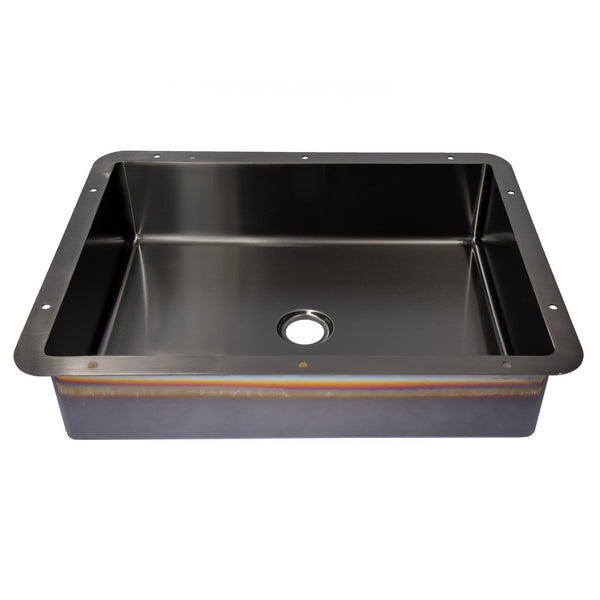 Eden Bath Rectangular 20" x 16" Stainless Steel Undermount Bathroom Sink with Drain in Black - EB_SS051BK