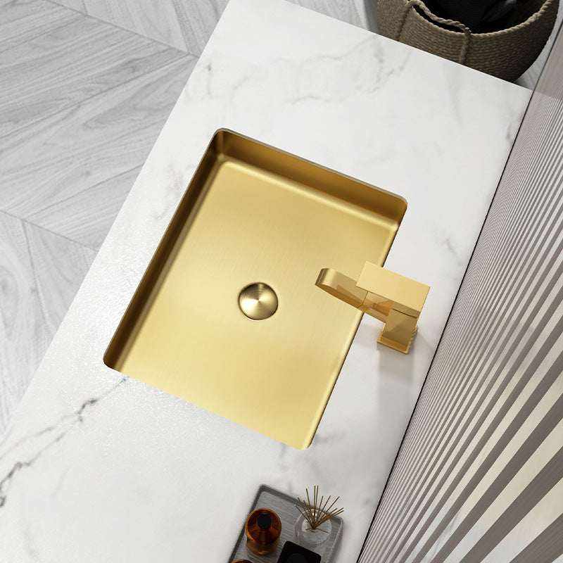 Eden Bath Rectangular 20" x 16" Stainless Steel Undermount Bathroom Sink with Drain in Gold - EB_SS051GD