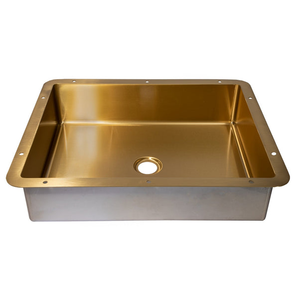 Eden Bath Rectangular 20" x 16" Stainless Steel Undermount Bathroom Sink with Drain in Gold - EB_SS051GD