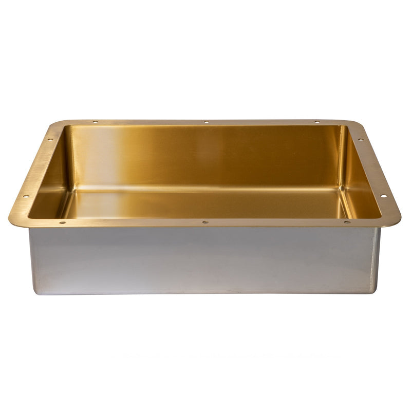 Eden Bath Rectangular 20" x 16" Stainless Steel Undermount Bathroom Sink with Drain in Gold - EB_SS051GD