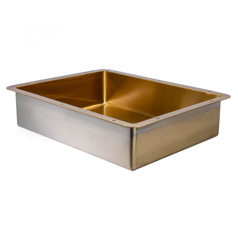 Eden Bath Rectangular 20" x 16" Stainless Steel Undermount Bathroom Sink with Drain in Gold - EB_SS051GD