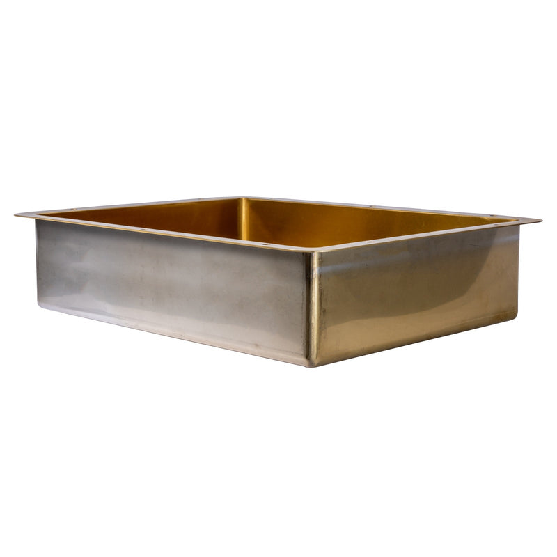 Eden Bath Rectangular 20" x 16" Stainless Steel Undermount Bathroom Sink with Drain in Gold - EB_SS051GD