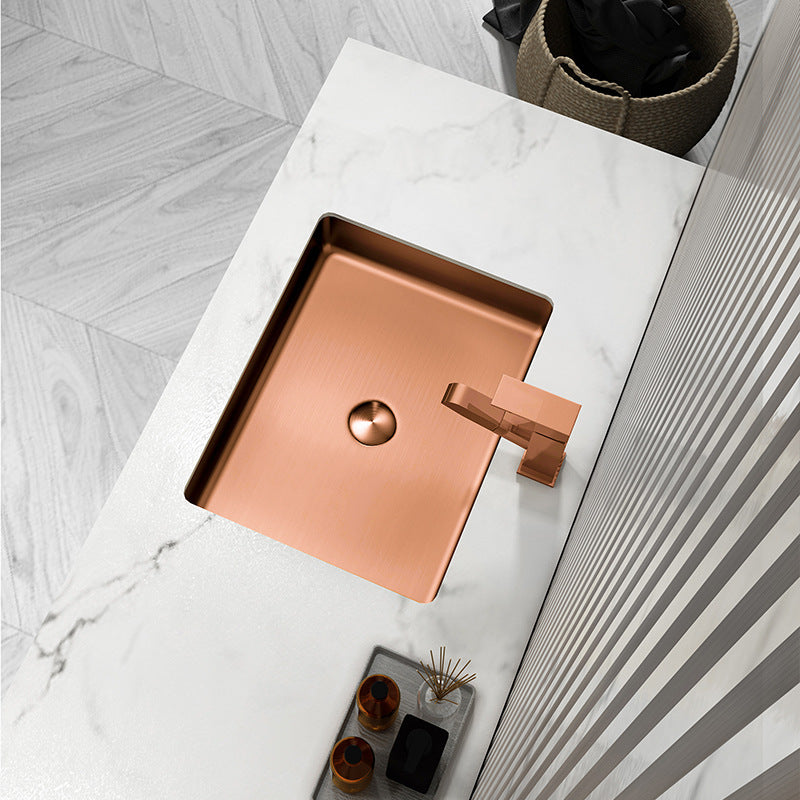 Eden Bath Rectangular 20" x 16" Stainless Steel Undermount Bathroom Sink with Drain in Rose Gold - EB_SS051RG