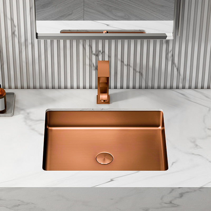 Eden Bath Rectangular 20" x 16" Stainless Steel Undermount Bathroom Sink with Drain in Rose Gold - EB_SS051RG