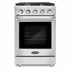 Cosmo 24" Slide-In Freestanding Gas Range with 4 Sealed Burners, Cast Iron Grates, 3.73 cu. ft. Capacity Convection Oven in Stainless Steel - COS-EPGR244