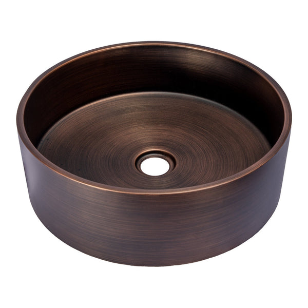 Eden Bath 15 3/4" Round Thick Rim Stainless Steel Bathroom Vessel Sink with Drain in Bronze - EB_SS003BZ