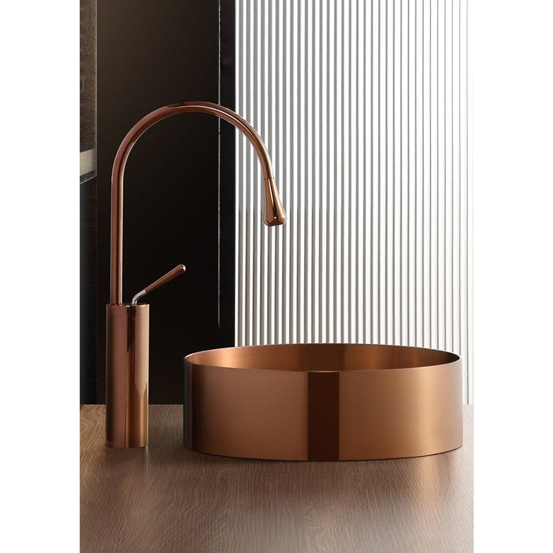 Eden Bath 15" Round Stainless Steel Bathroom Vessel Sink with Drain in Rose Gold - EB_SS001RG