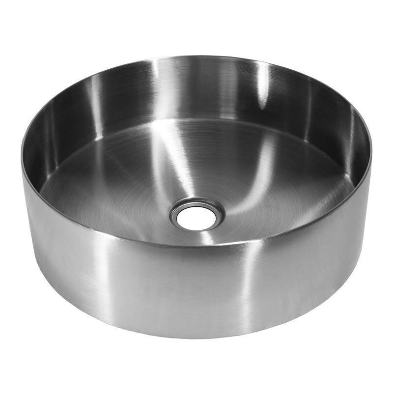 Eden Bath 15" Round Stainless Steel Bathroom Vessel Sink with Drain in Silver - EB_SS001SV