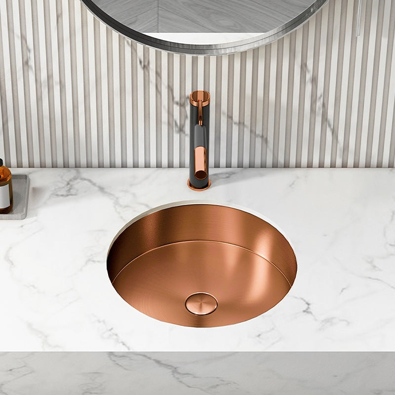 Eden Bath 15" Round Stainless Steel Undermount Bathroom Sink with Drain in Rose Gold - EB_SS050RG