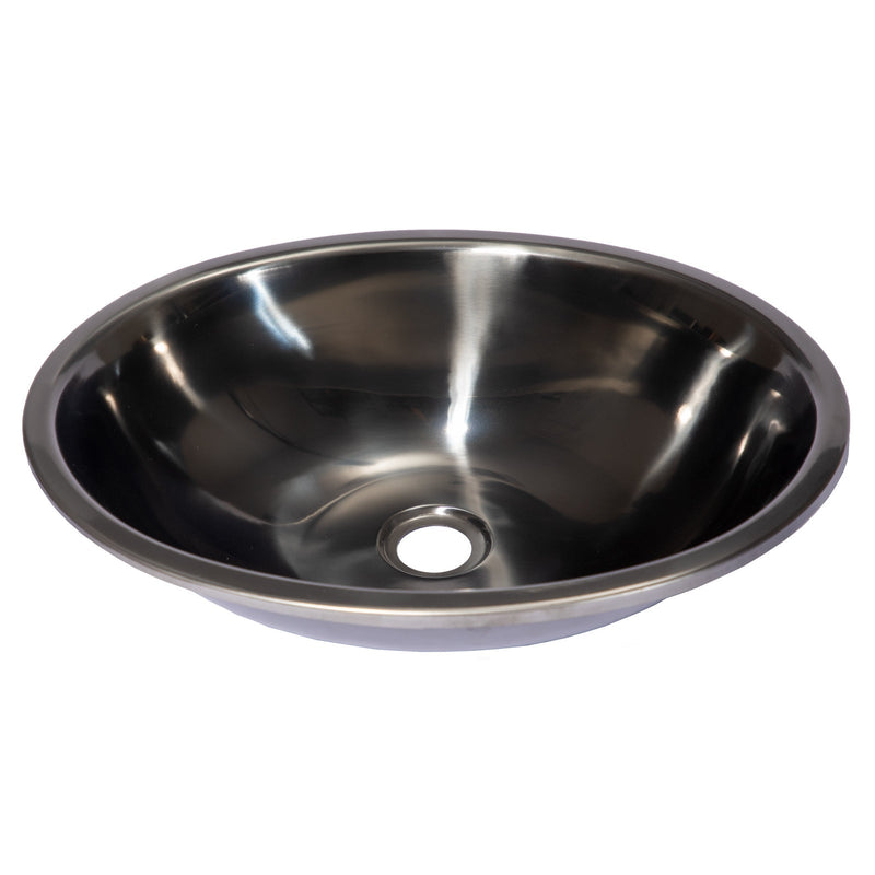 Eden Bath Oval 17 1/2" x 14" Top Mount Stainless Steel Bathroom Sink with Drain in Black - EB_SS052BK