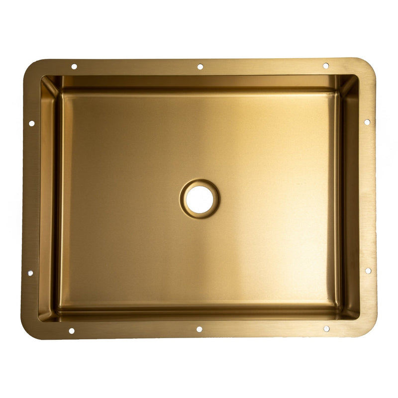 Eden Bath Rectangular 20" x 16" Stainless Steel Undermount Bathroom Sink with Drain in Gold - EB_SS051GD